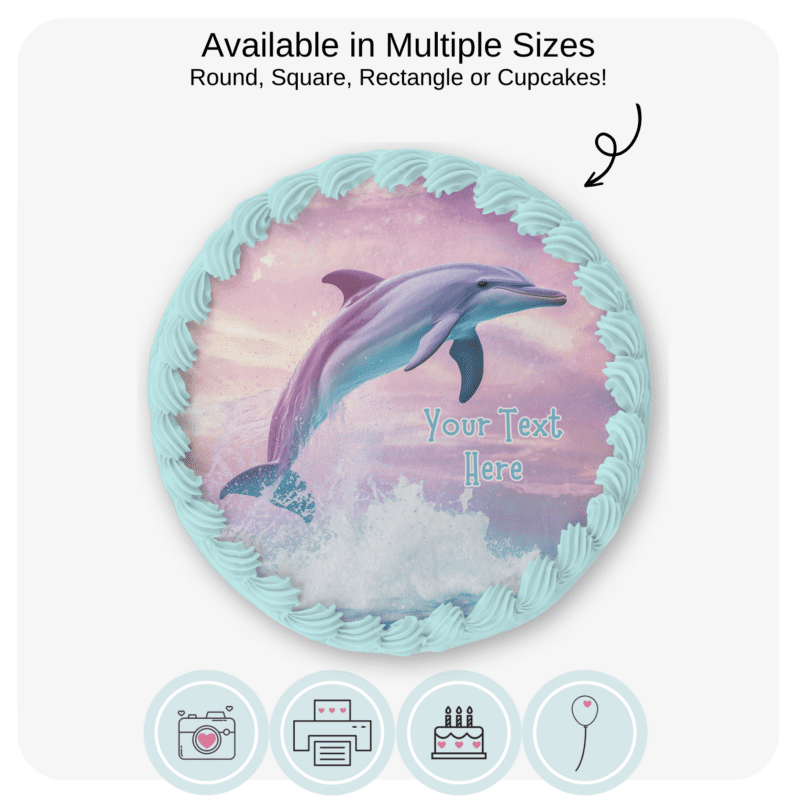 Pastel Dolphin edible cake topper image